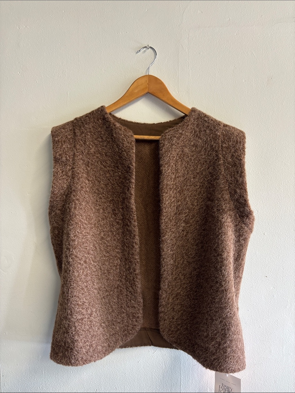 Cozy Brown Fuzzy Open-Front Sweater Vest